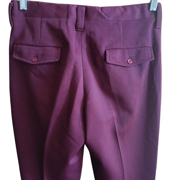 29x30 Vintage 1970's Haggar Burgundy Flare Disco Slacks Stretch Polyester Mod - Picture 4 of 6